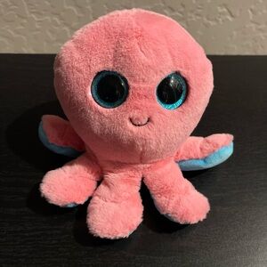 Ty Plush Pink Octopus with Blue Highlights